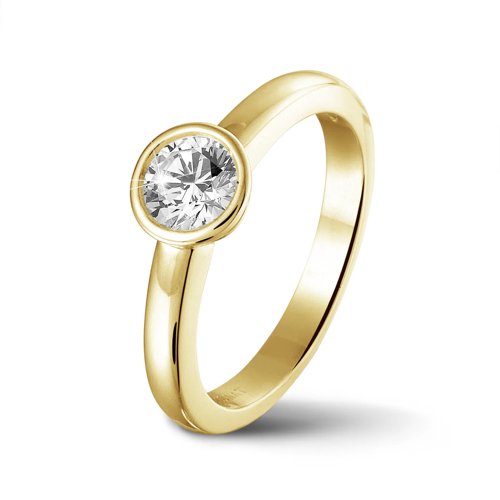 1.25 quilates anillo solitario en oro amarillo con un diamante redondo 