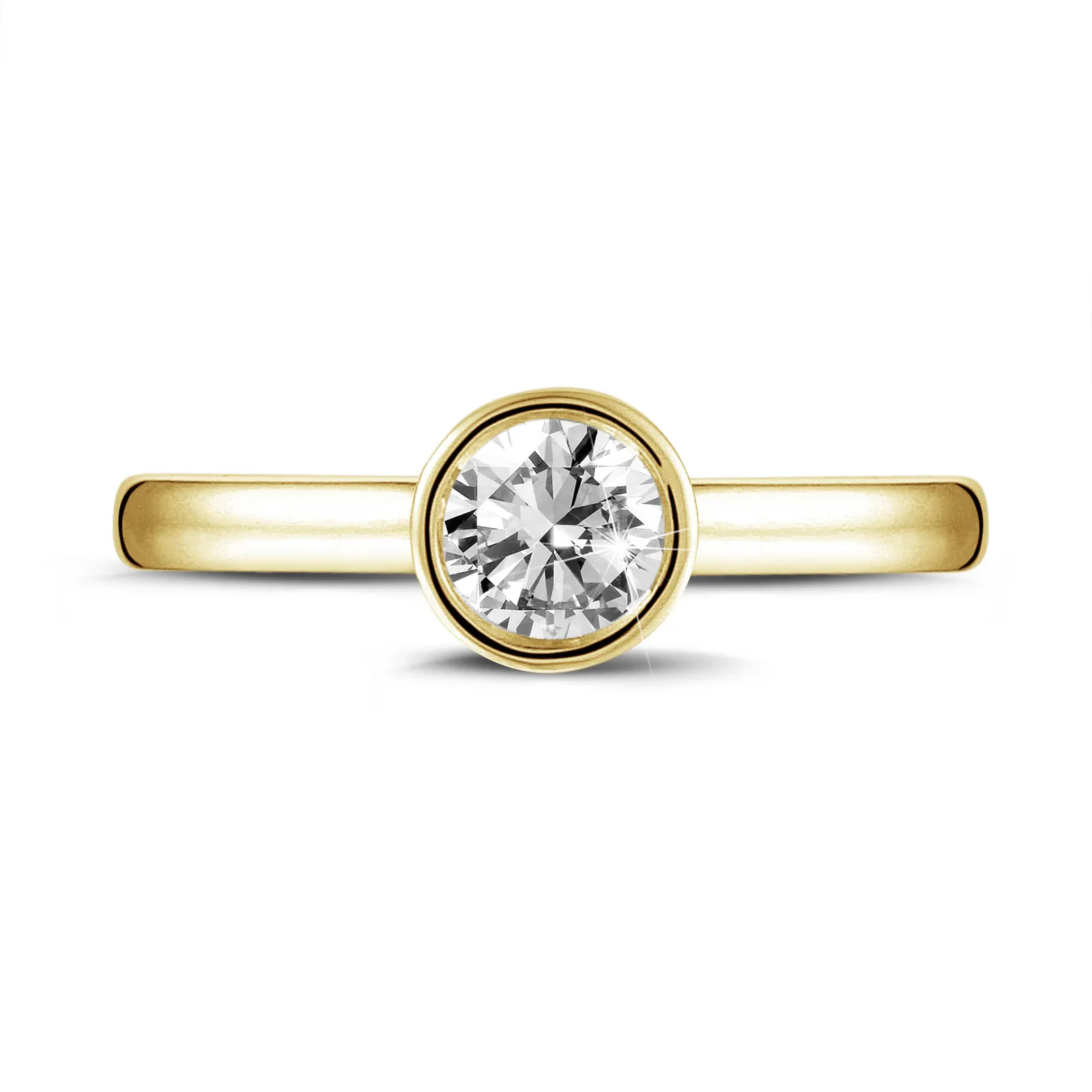 1.25 quilates anillo solitario en oro amarillo con un diamante redondo 
