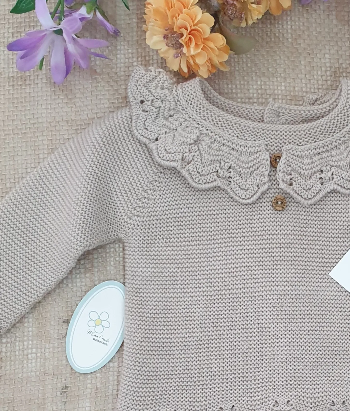 A Conjunto polaina bebé punto Sigar R091276 Beig
