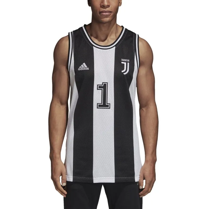Adidas Juventus parte superior del tanque de Tanque blanco negro 2018/19