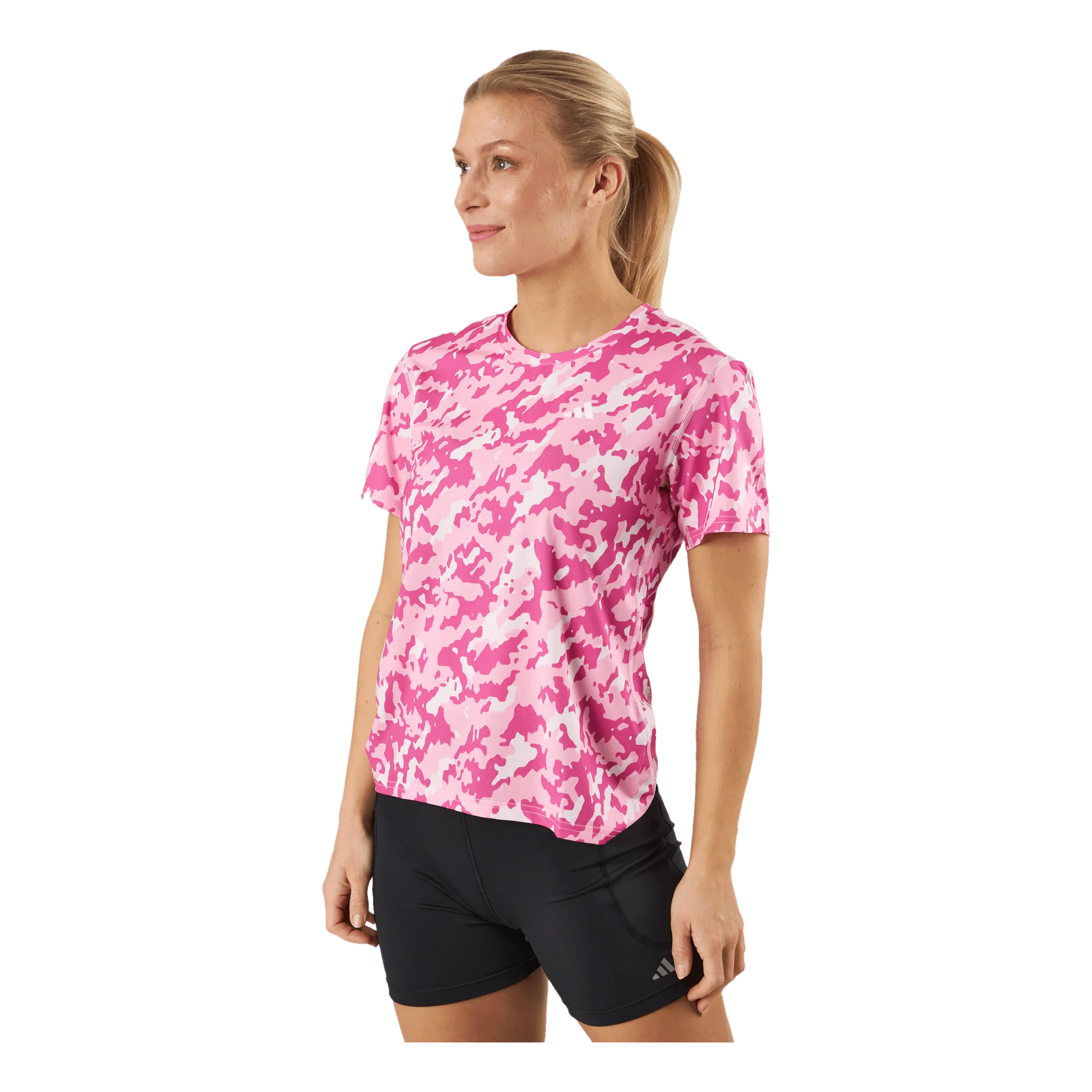 ADIDAS OWN THE RUN CAMO RUNNING TSHIRT CLEAR PINK