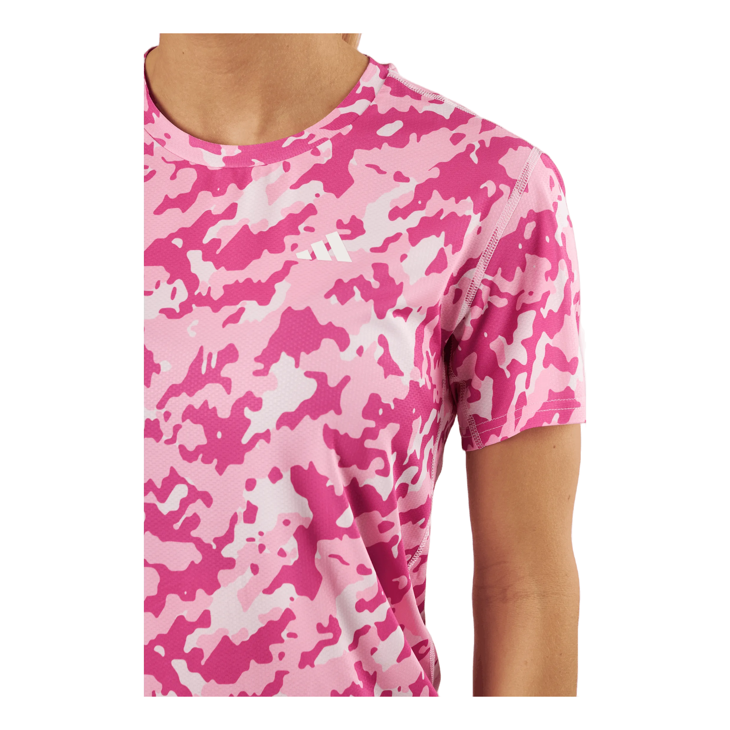 ADIDAS OWN THE RUN CAMO RUNNING TSHIRT CLEAR PINK