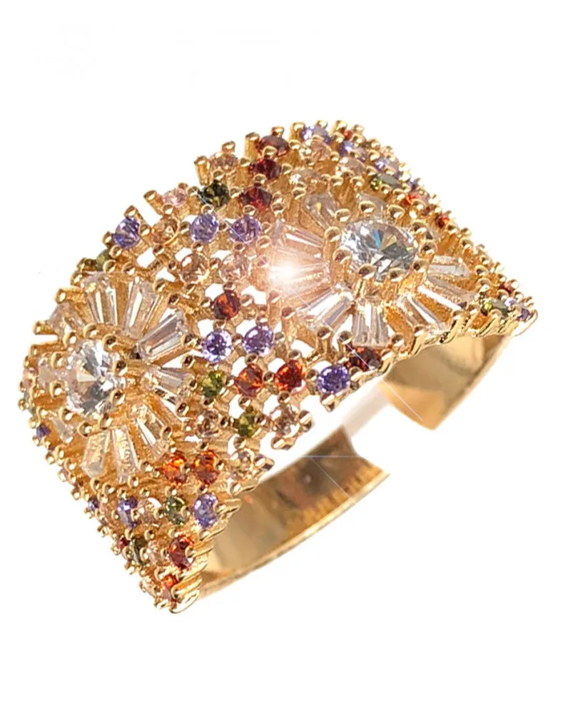 ANILLOS DORADOS PARA MUJER CON PEDRERIA FINA DE COLOR