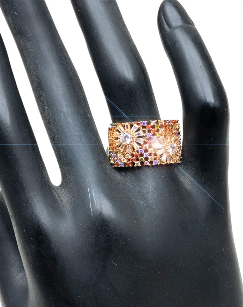 ANILLOS DORADOS PARA MUJER CON PEDRERIA FINA DE COLOR