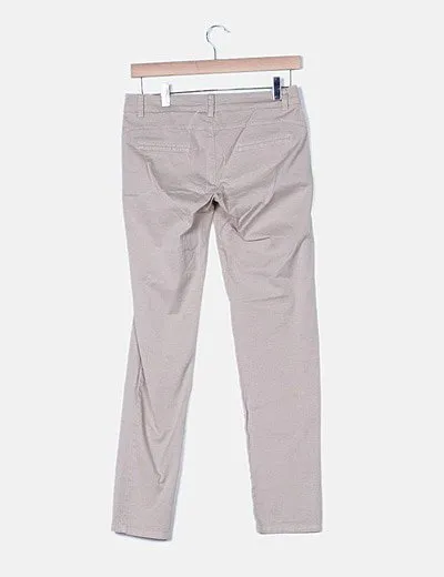 Anykey Pantalón beige con bolsillos