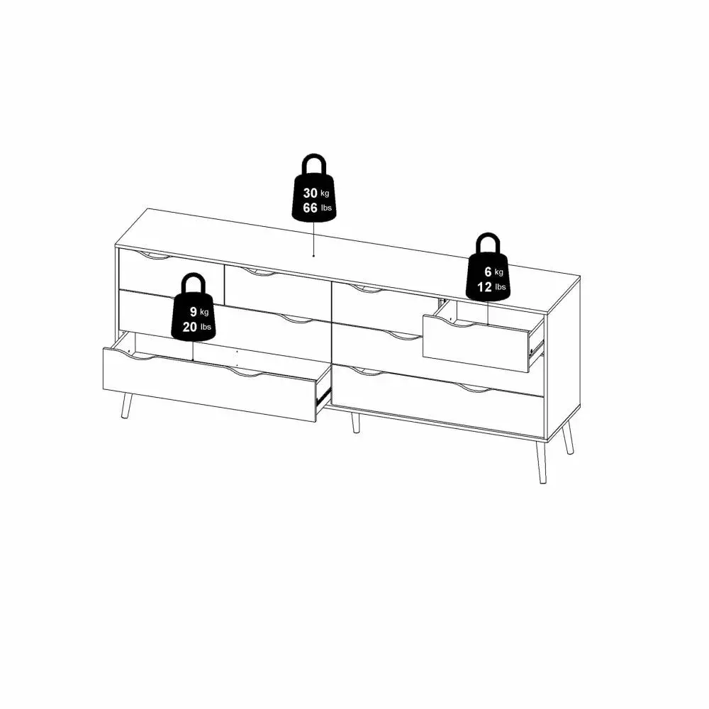 Aparador doble Oslo 195,7 x 39,1 x 81,7 cm