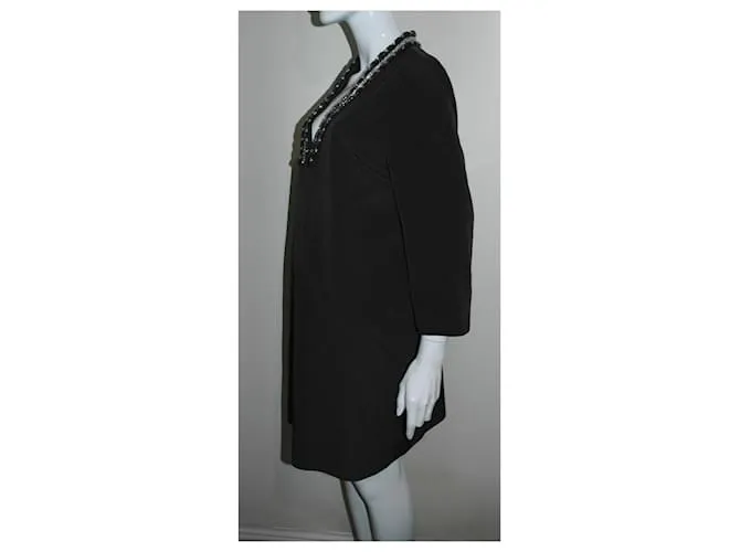 Autre Marque Vestido caftán de largo medio con pedrería Negro Plata 
