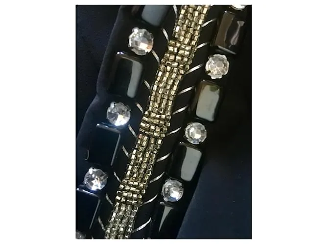 Autre Marque Vestido caftán de largo medio con pedrería Negro Plata 