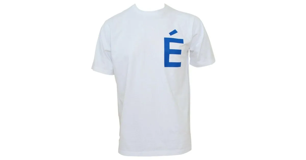 Autre Marque ÉTUDES Blanco W / Logotipo azul 'E' Camiseta Talla M MEDIO 