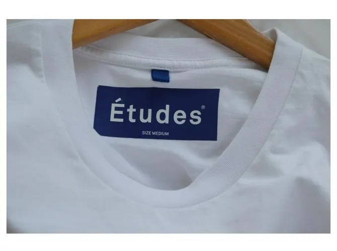 Autre Marque ÉTUDES Blanco W / Logotipo azul 'E' Camiseta Talla M MEDIO 