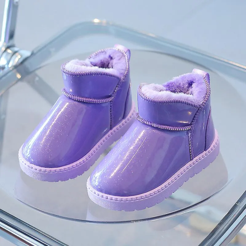 Baby Girls Casual Botas de nieve Versátil Invierno Nuevo estilo coreano Púrpura Simple Impermeable Niños Moda Chicos Botines de 