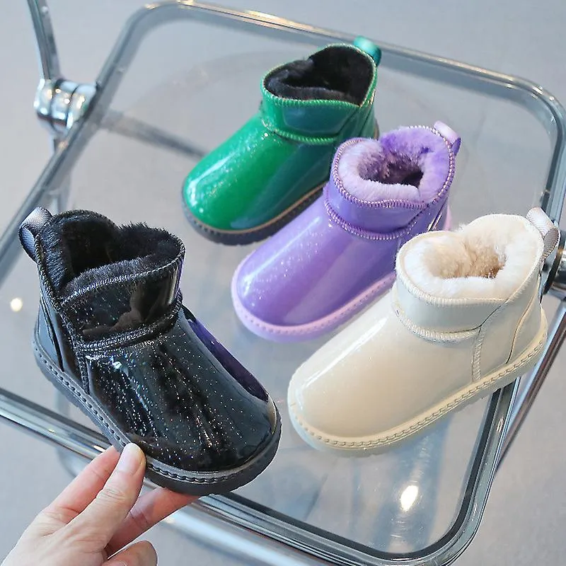 Baby Girls Casual Botas de nieve Versátil Invierno Nuevo estilo coreano Púrpura Simple Impermeable Niños Moda Chicos Botines de 
