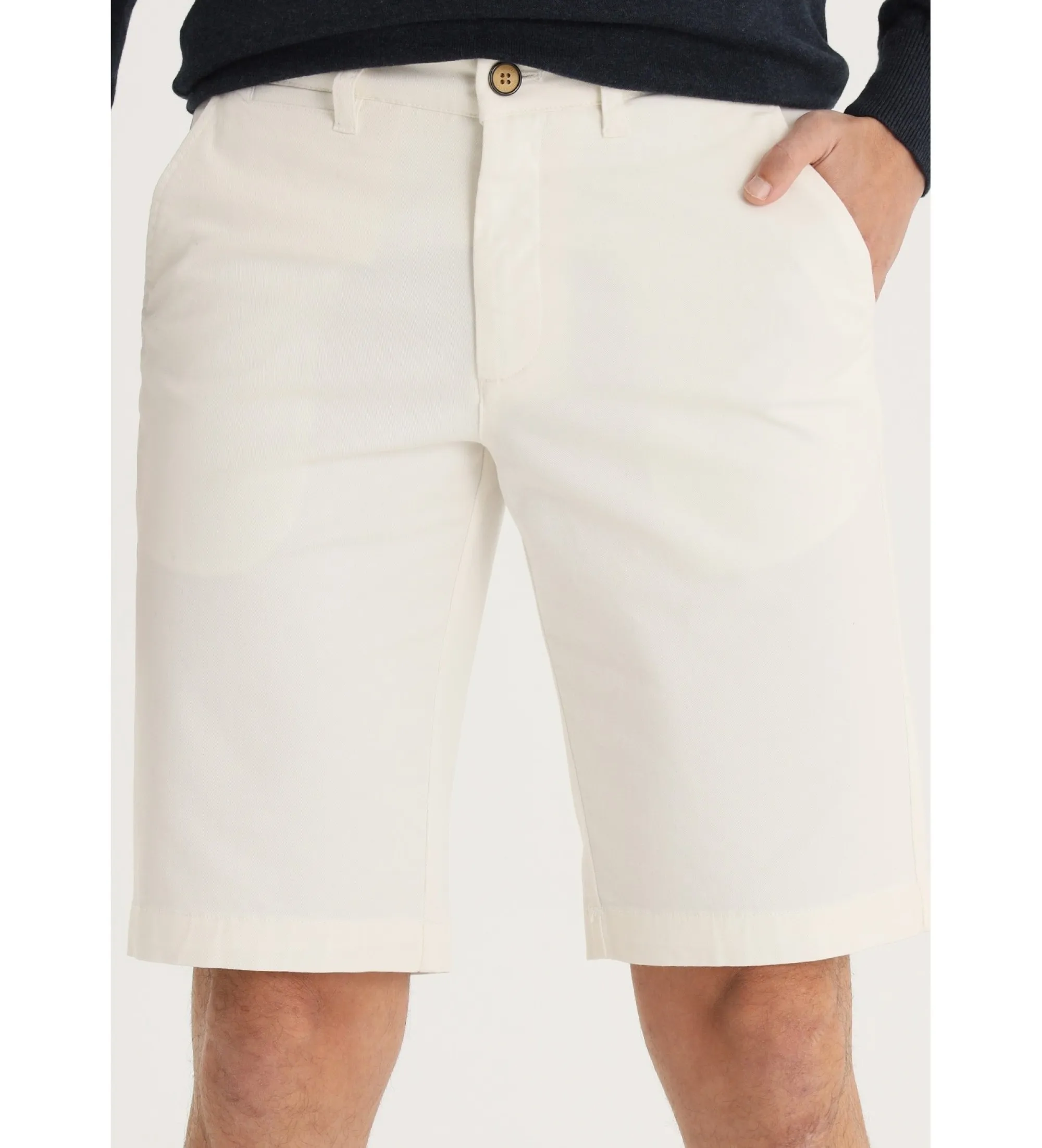 BERMUDAS CHINO SLIM  TIRO MEDIO ESTILO CASUAL BLANCO