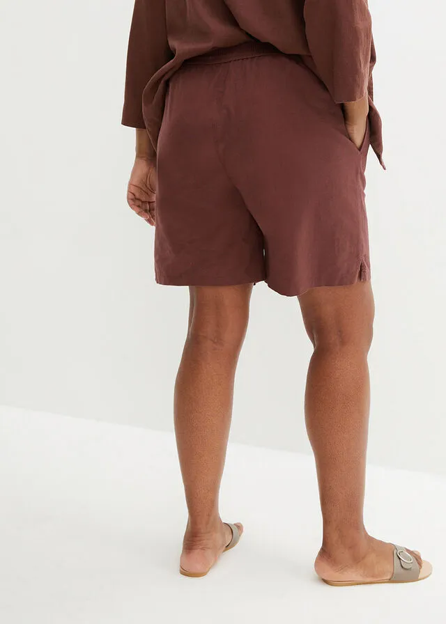 Bermudas con lino Marrón tierra