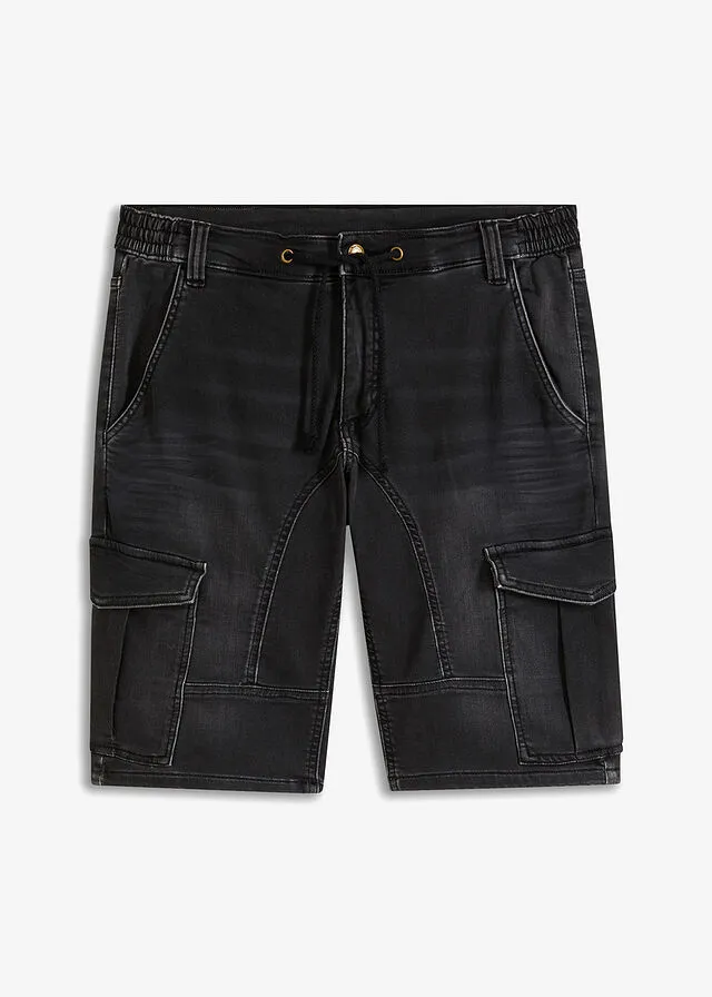 Bermudas de chándal estilo vaquero, regular fit denim negro