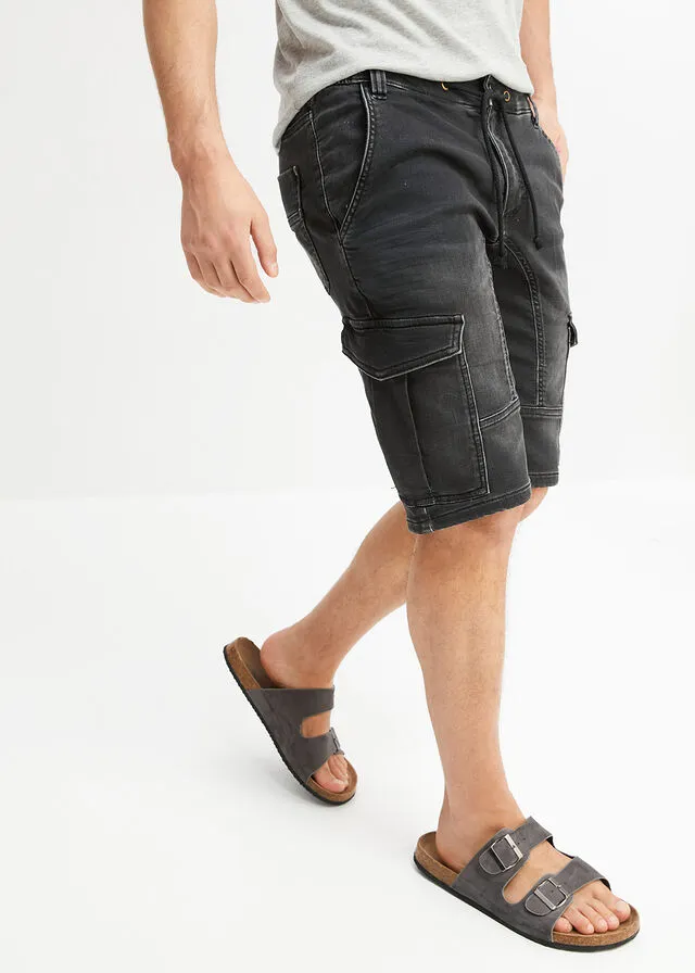 Bermudas de chándal estilo vaquero, regular fit denim negro