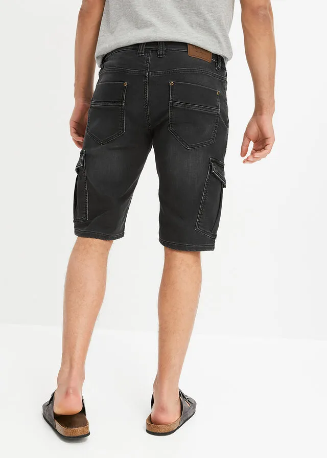 Bermudas de chándal estilo vaquero, regular fit denim negro