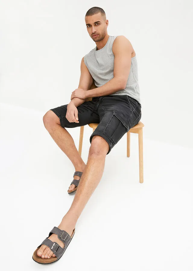 Bermudas de chándal estilo vaquero, regular fit denim negro