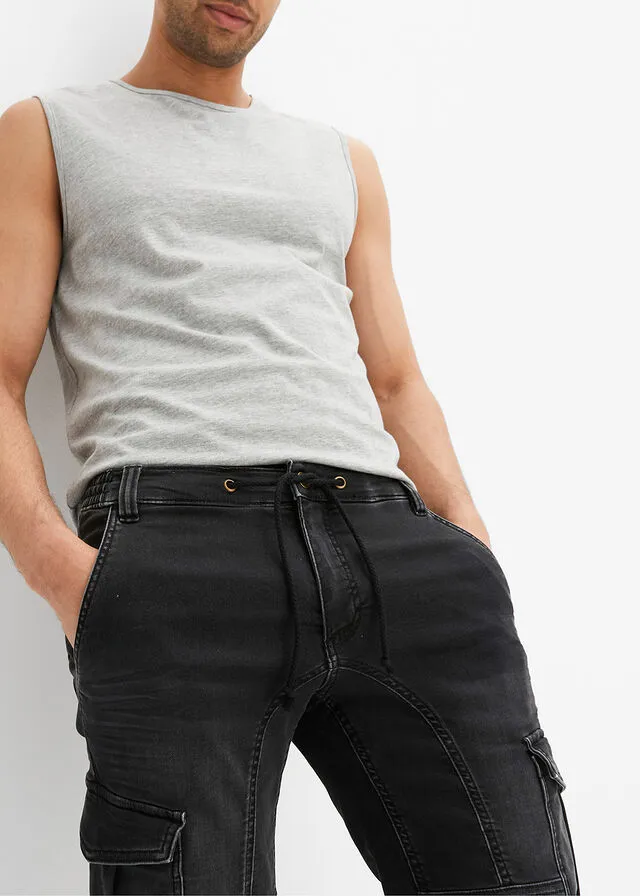 Bermudas de chándal estilo vaquero, regular fit denim negro