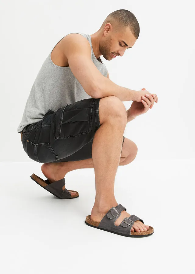 Bermudas de chándal estilo vaquero, regular fit denim negro