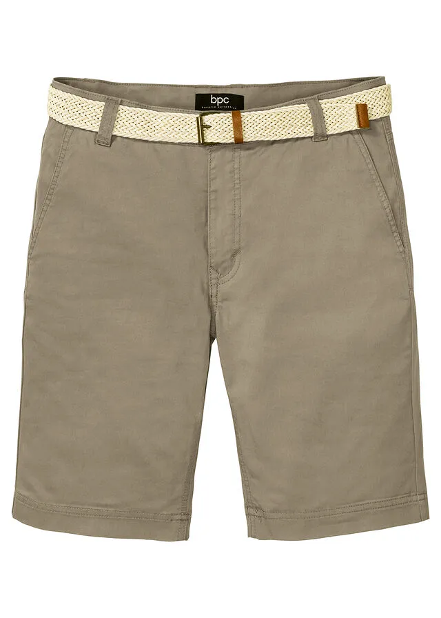 Bermudas estilo chino elásticas, con cinturón, regular fit Caqui nuevo