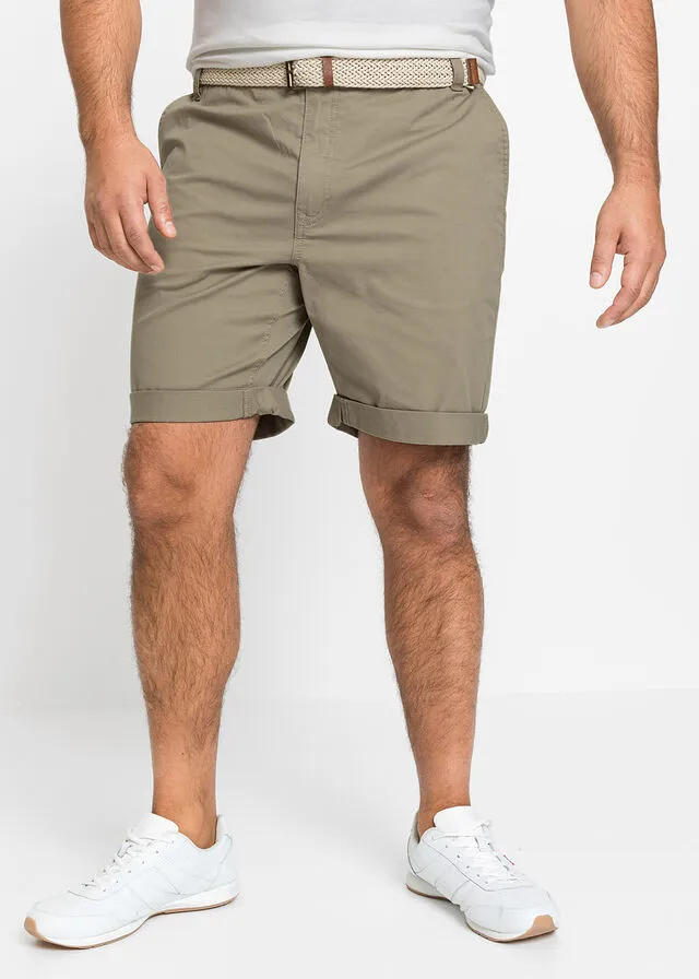 Bermudas estilo chino elásticas, con cinturón, regular fit Caqui nuevo