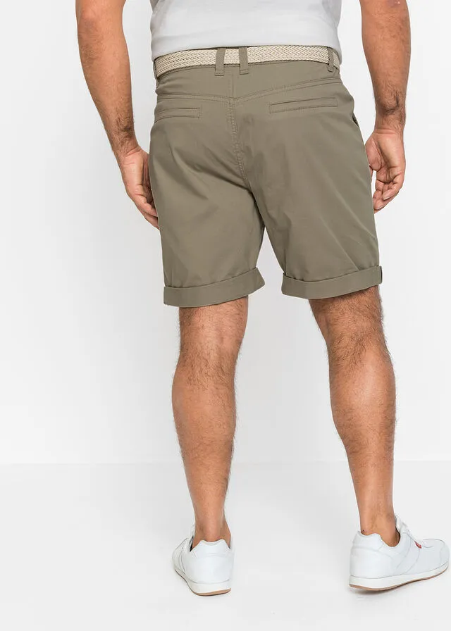 Bermudas estilo chino elásticas, con cinturón, regular fit Caqui nuevo
