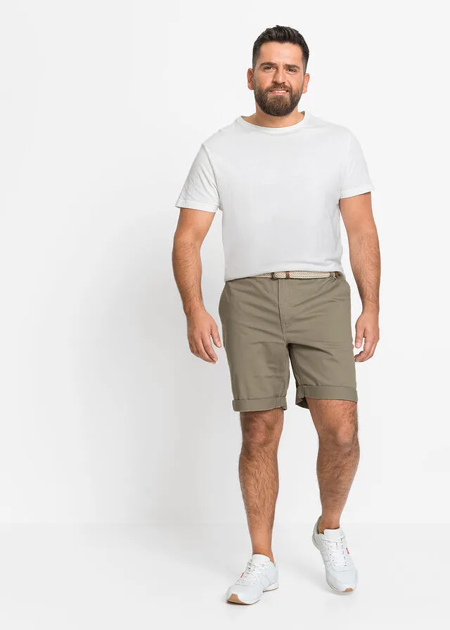 Bermudas estilo chino elásticas, con cinturón, regular fit Caqui nuevo