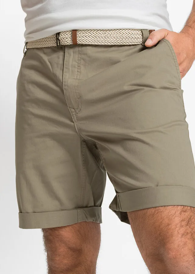 Bermudas estilo chino elásticas, con cinturón, regular fit Caqui nuevo