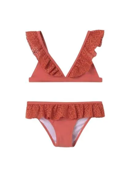 Bikini Mayoral volantes naranja para niña
