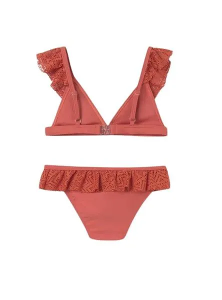 Bikini Mayoral volantes naranja para niña