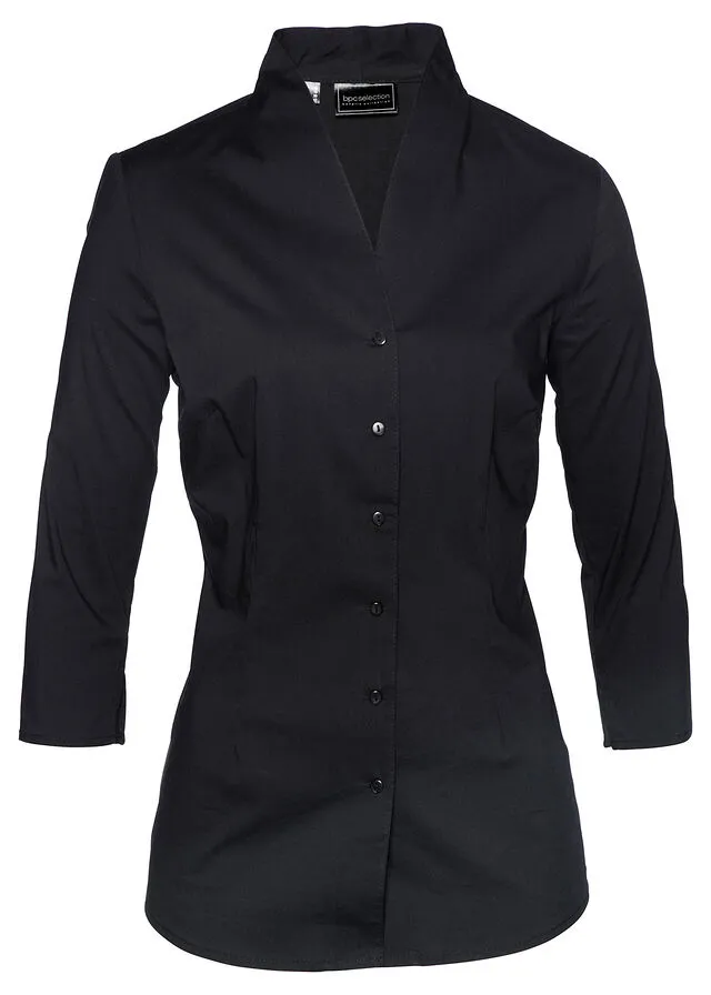 Blusa con cuello chimenea Negro