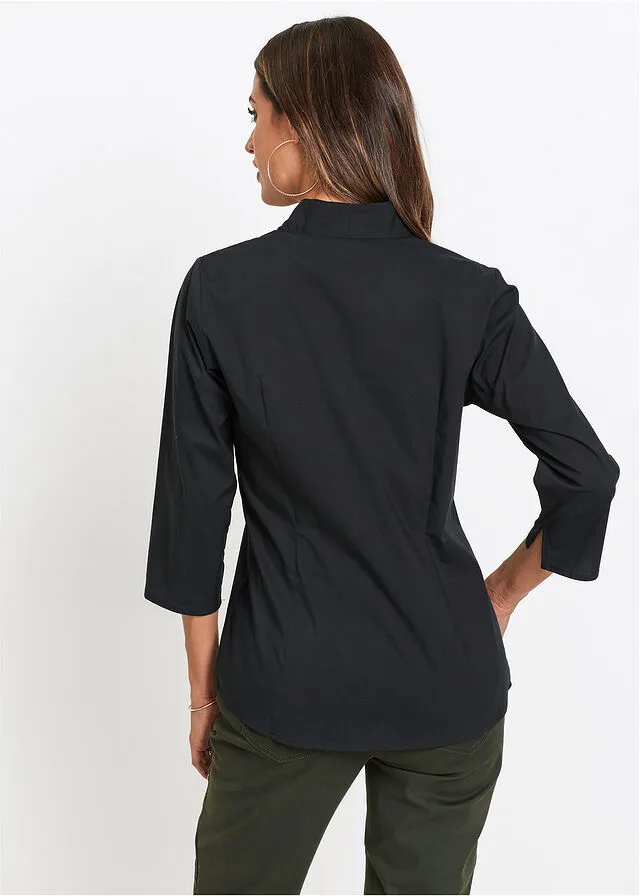 Blusa con cuello chimenea Negro