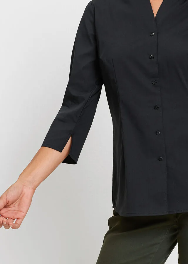 Blusa con cuello chimenea Negro
