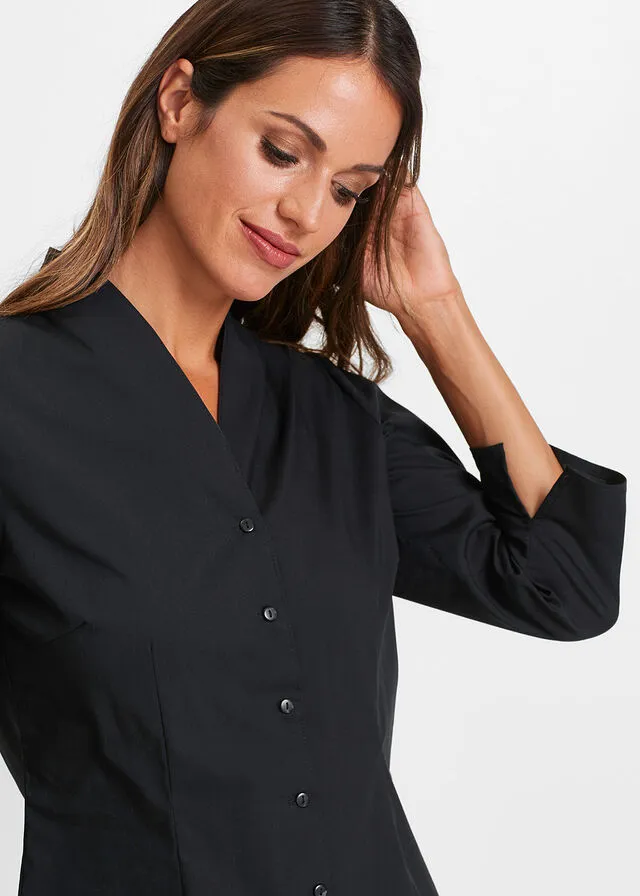 Blusa con cuello chimenea Negro