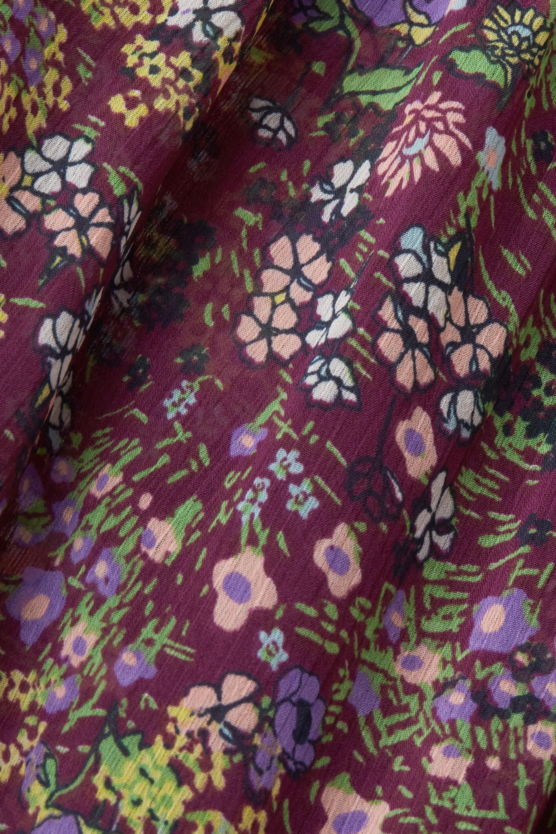 Blusa floral de gasa con fruncido