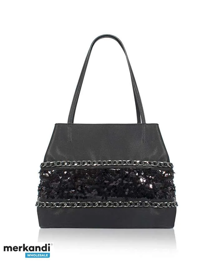 BOLSO DE ASA MARINA GALANTI CON ACABADO EN CONTRASTE Y LOGOTIPO METáLICO VORNE_MODELL 130204