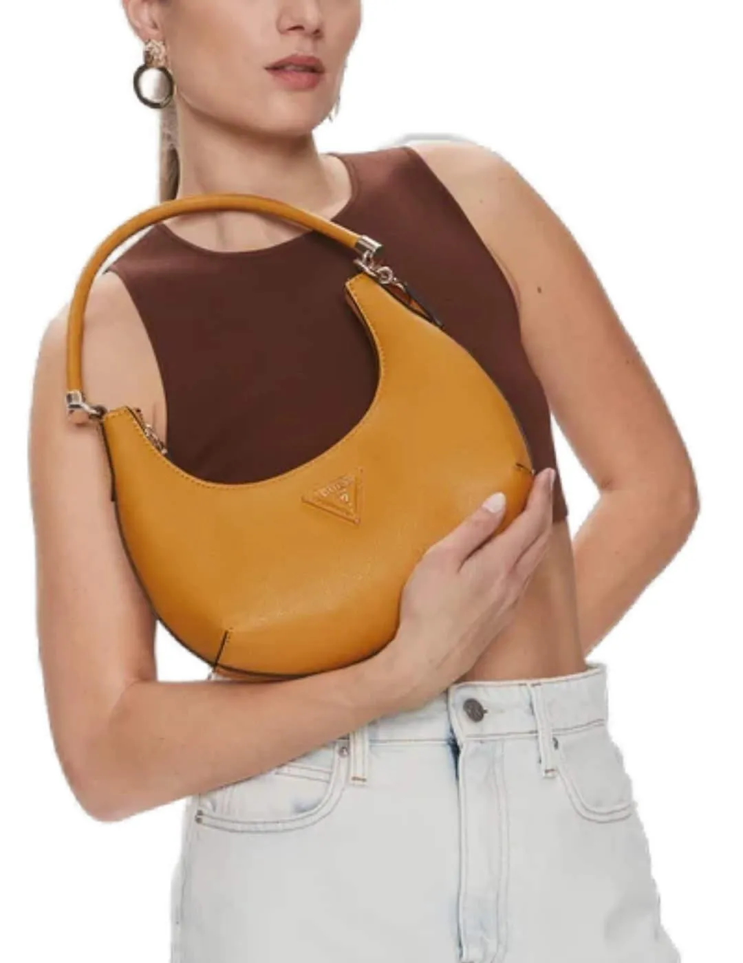 Bolso Guess Gizele naranja con asa ajustable para mujer