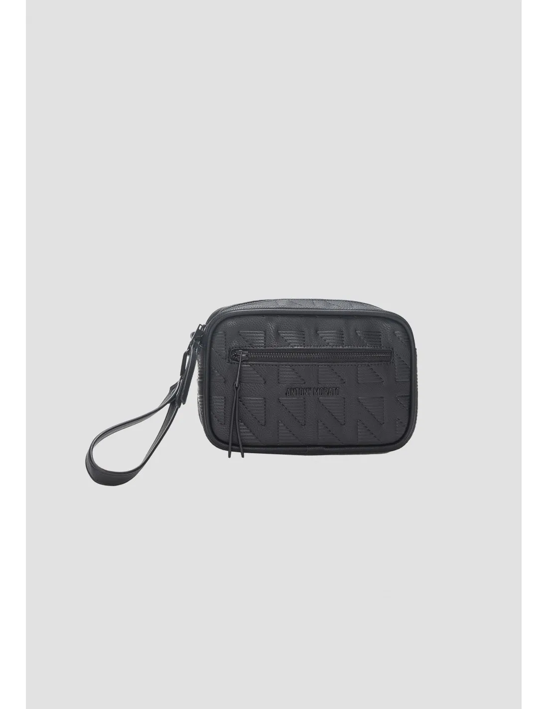Bolso pouch en piel sintética con efecto grabado de Antony Morato