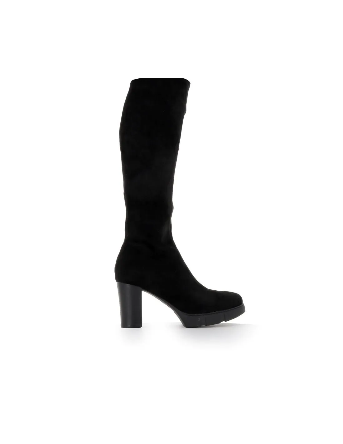 Bota alta licra negra con plataforma para mujer HISPAFLEX