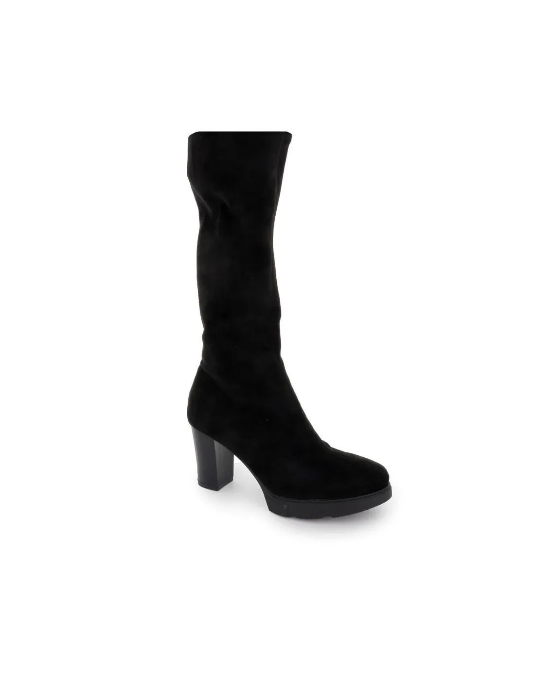 Bota alta licra negra con plataforma para mujer HISPAFLEX