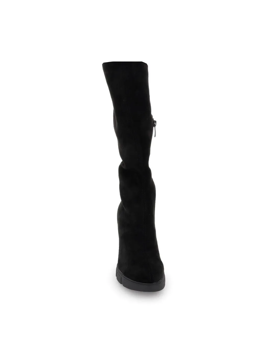 Bota alta licra negra con plataforma para mujer HISPAFLEX