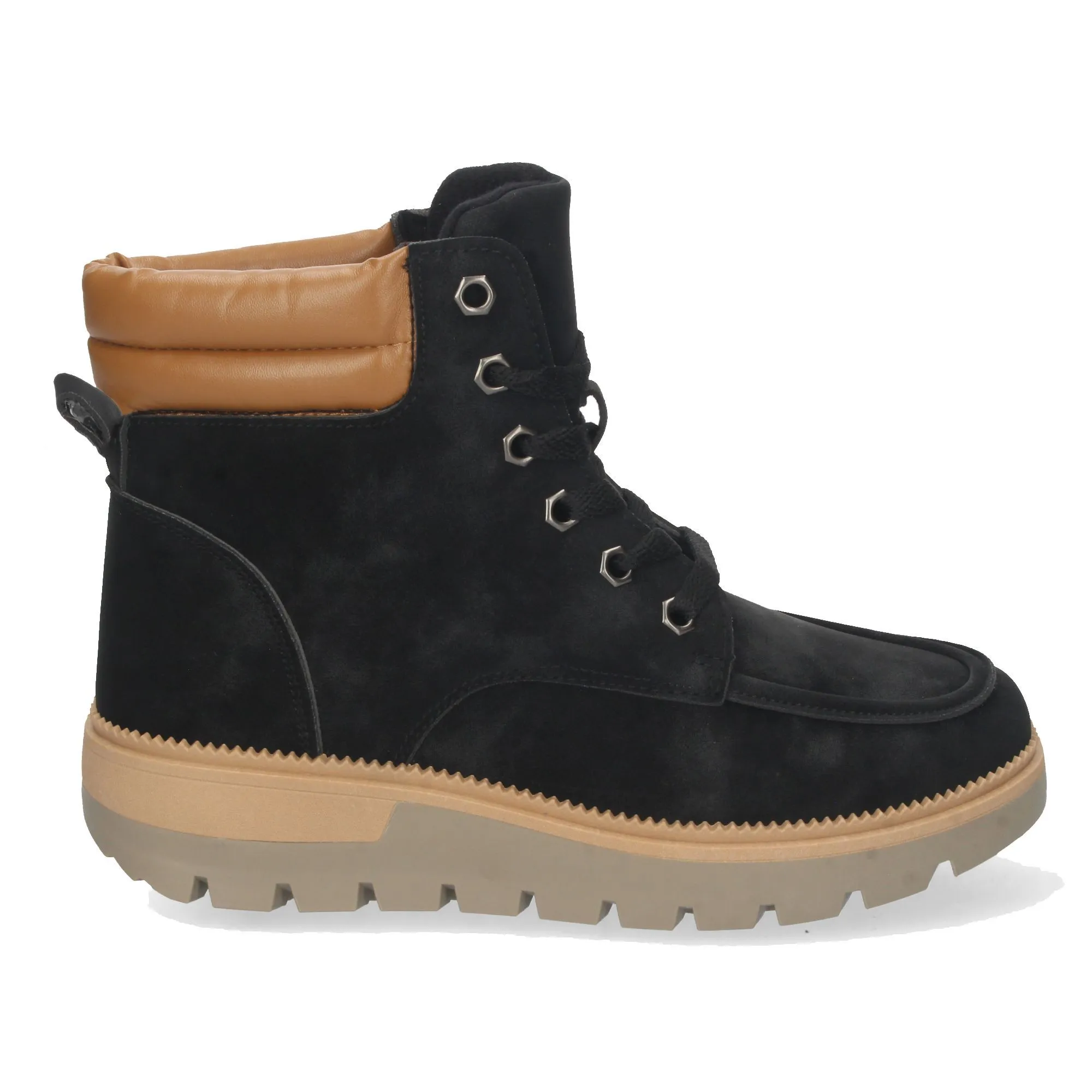 Botas bajas de montaña negras con cordones para mujer