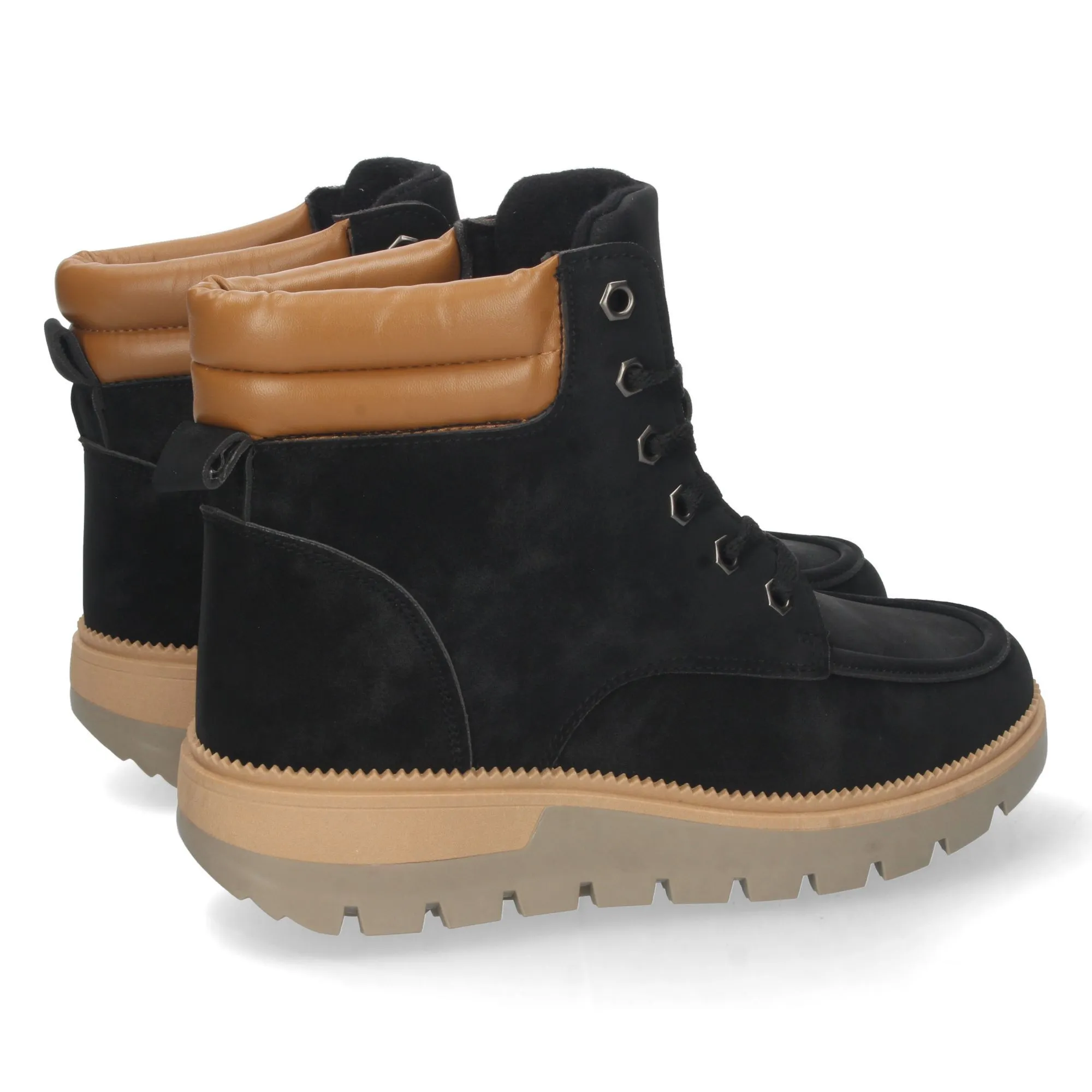 Botas bajas de montaña negras con cordones para mujer