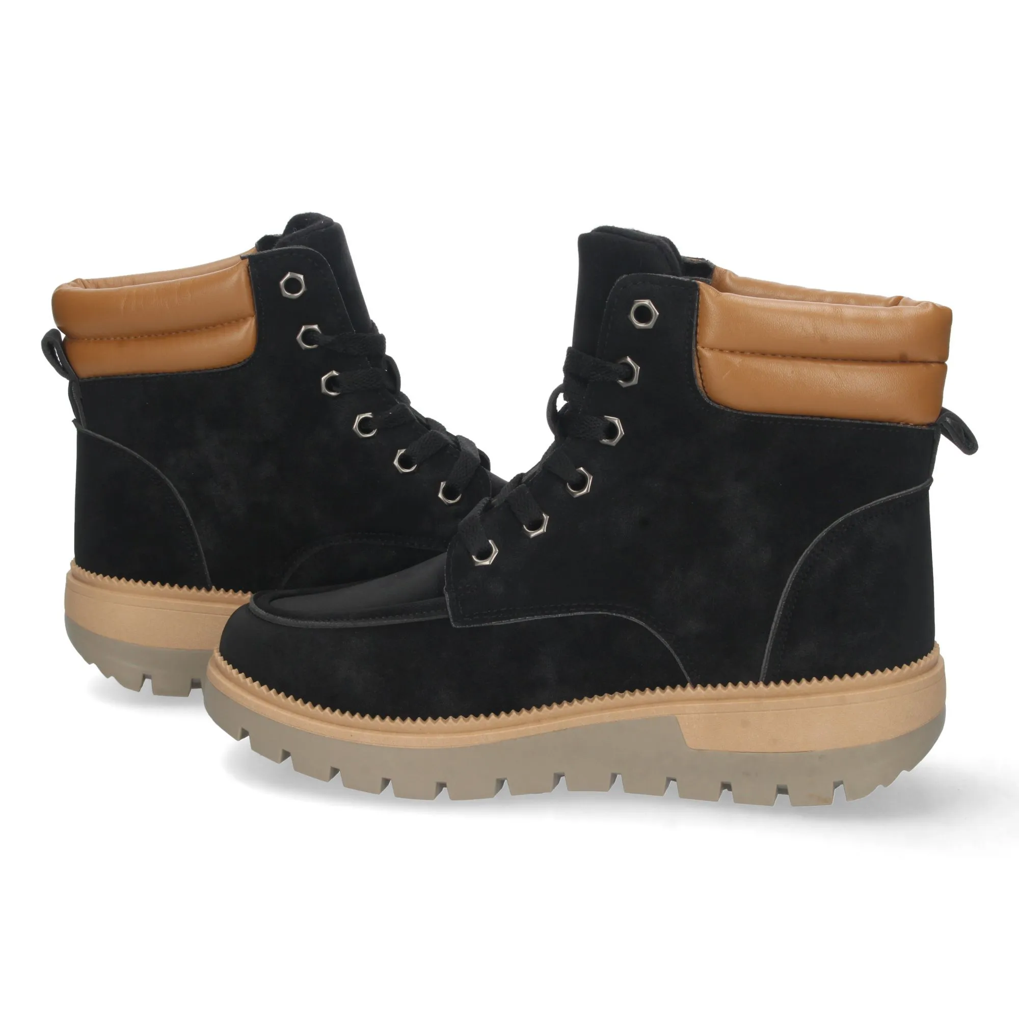 Botas bajas de montaña negras con cordones para mujer