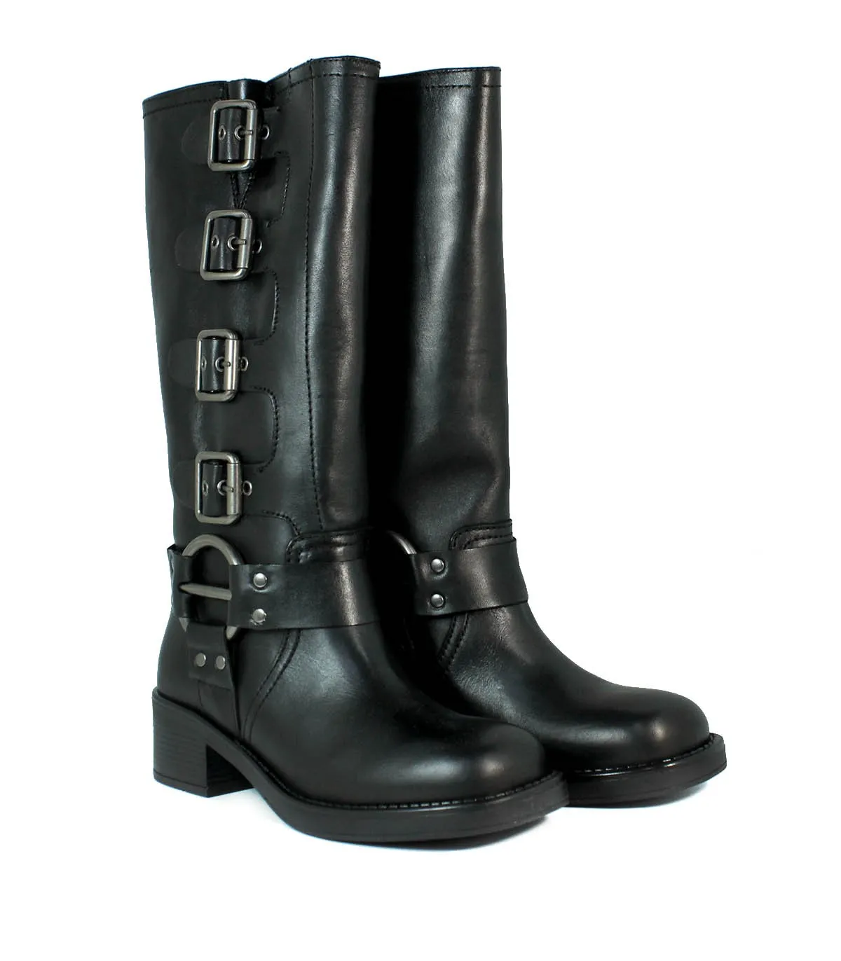 BOTAS DE PIEL CON HEBILLAS PARA MUJER VEXED SELENA NEGRO