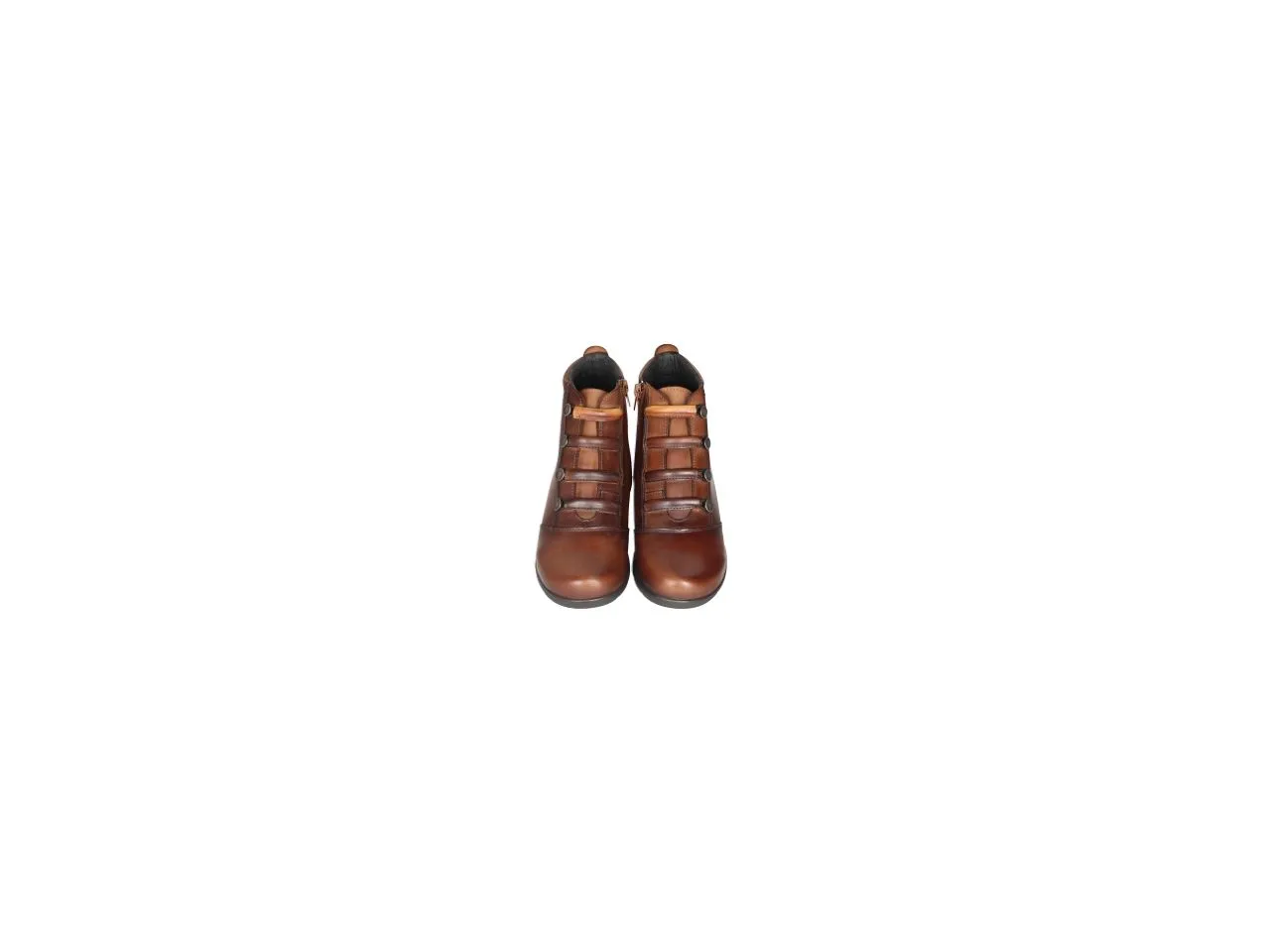 Botin Cremallera Piel Cuero 4 Tiras Empeine Con Botones Metal
