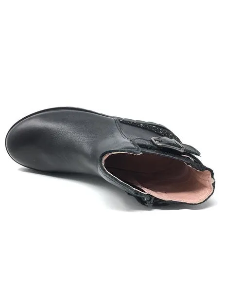 botin napa negro con cremallera