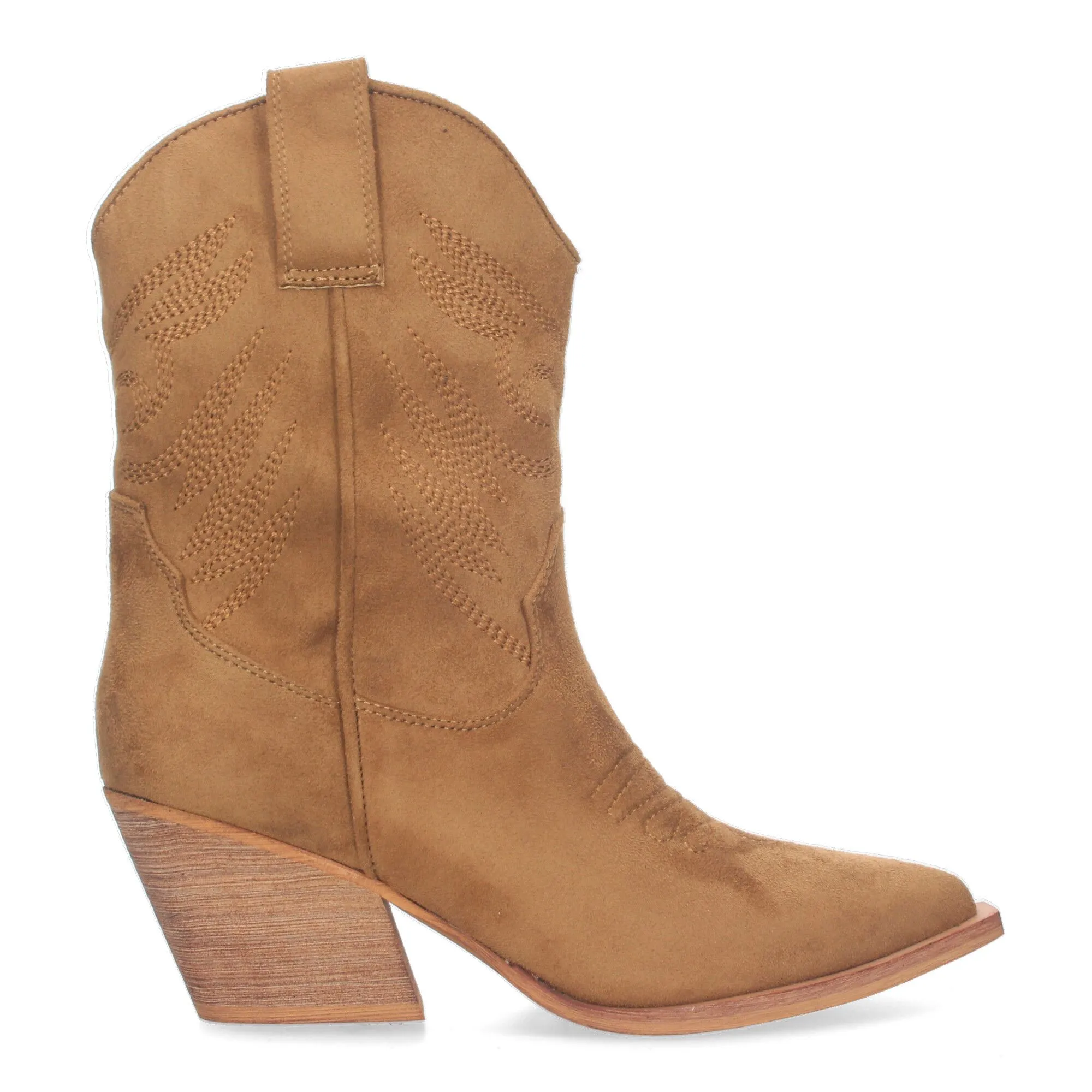Botines de tacón campero estilo cowboy mujer color camel