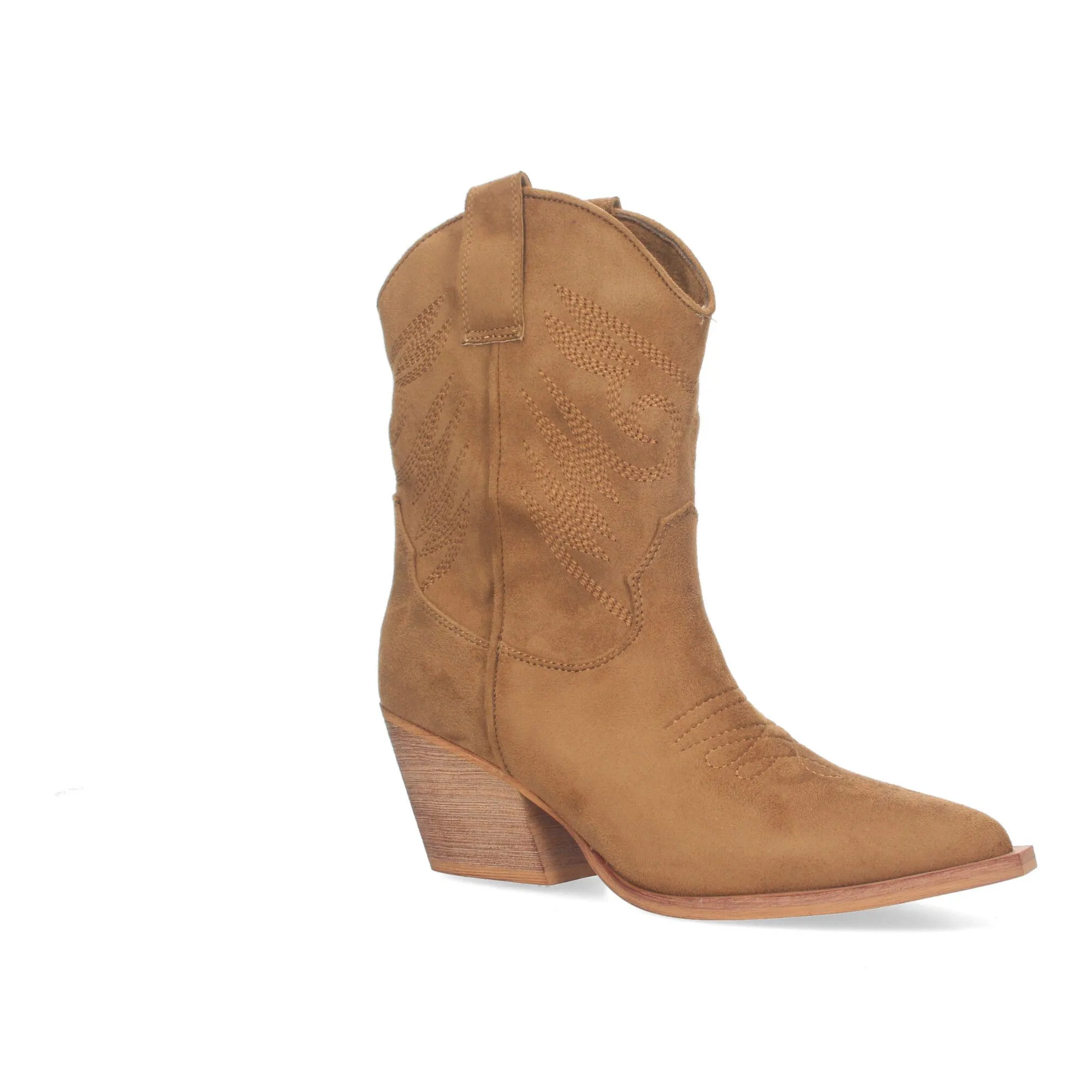 Botines de tacón campero estilo cowboy mujer color camel